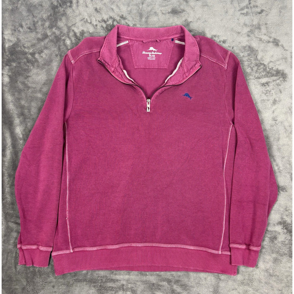 Tommy Bahama Tobago Bay Half-Zip Sweatshirt Pink/Fuchsia Men's Size XL - Picture 1 of 5
